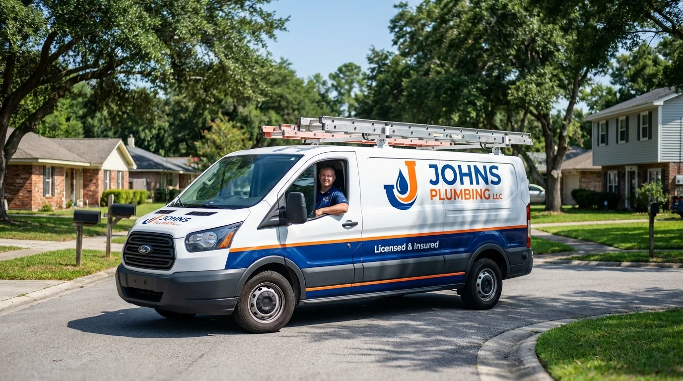 Johns Plumbing LLC service van in Worthington, MN