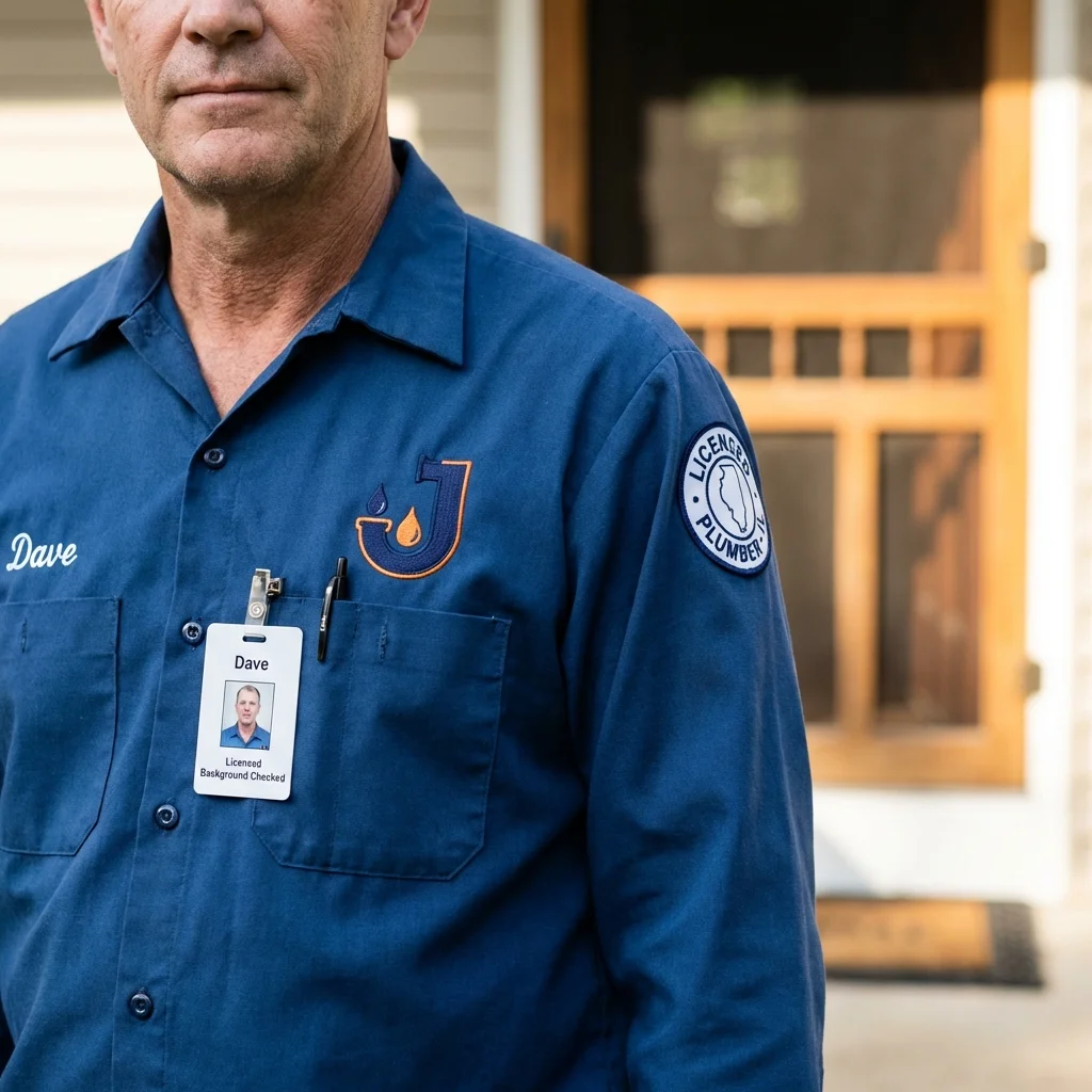 Licensed plumber showing ID badge in Worthington, MN